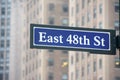 New york street sign: East 48th STreet Royalty Free Stock Photo