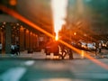 New york street under the setting sun