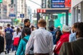 New York, streets. High buildings and crowd walking