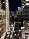New York streets in night time. Travelling USA. Skyscrapers views Royalty Free Stock Photo