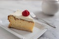 New York style cheesecake on white plate Royalty Free Stock Photo