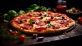 New York-style pizza - large, thin, foldable slices, covered with tomato sauce, mozzarella cheese Royalty Free Stock Photo