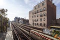 New York Subway (overground) in Brooklyn near Lorimer St Station Royalty Free Stock Photo