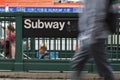 New York Subway Sign People Walking NYC Streets Rush Hour City Life Royalty Free Stock Photo