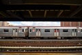 New York subway station at 125th Street with train. Royalty Free Stock Photo