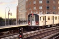 New York subway train arrives at the station