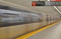 New York Subway Train Background Empty Subway Platform Fast Blurred Train Motion