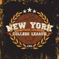 New York t-shirt, basketball graphic, granje texture