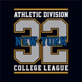 New York t-shirt graphic sport emblem design graphic Print label - Vector