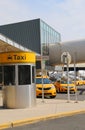 New York Taxi line next to JetBlue Terminal 5 at John F Kennedy International Airport in New York Royalty Free Stock Photo