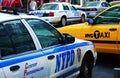 New York taxi and NYPD police cars Royalty Free Stock Photo
