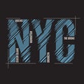 New York tee print. T-shirt design graphics stamp label typography.