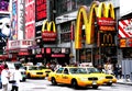 New York - Times Square Mc Donalds and cabs Royalty Free Stock Photo