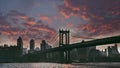 Manhattan bridge night view, cloudy sky Royalty Free Stock Photo