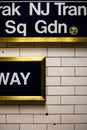 New york train station underground subway close up macro wall signs and wall