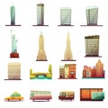 New York  Transportation Landscape Icons Set Royalty Free Stock Photo