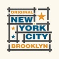 New York typography,Brooklyn design graphic, t-shirt Brooklyn printing man NYC Royalty Free Stock Photo