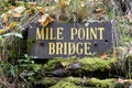 New York, U.S - October 17, 2022 - The Mile Point Bridge sign of Watkins Glen State Park
