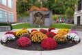 New York, U.S.A - September 29, 2019 - Beautiful garden by the statue near Syracuse University