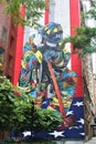 New York, United States - Amazing mural with crying fireman on the Third Avenue