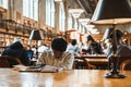 Student napping in the Grand Study Hall at New York Public Library Royalty Free Stock Photo