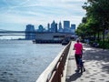 New York - United States - People enjoyin beside de river in New York Royalty Free Stock Photo