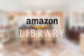 Amazon Library logo on the window of click and pick library