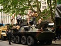 New York - United States, US Marines on a military tank parked on the street during a demonstration for the public