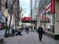 New York, United States, USA March 24, 2020: new york during covid19, coronavirus outbreak, homeless, closed amc theater