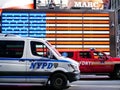 New York, United States, USA March 24, 2020: heoric NYPD, FDNY police and fire department in new york city in front of Royalty Free Stock Photo