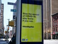 New York, United States, USA March 24, 2020: warning signs in new york city about covid19, coronavirus