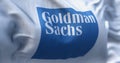 Close-up of Goldman Sachs bank flag waving