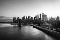 Aerial view on the city skyline in New York City, USA at night. Famous skyscrapers. Black and white Royalty Free Stock Photo