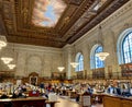 NEW YORK, USA - APR 2019: People study in the NY Public Library in the third largest public library in North America