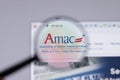 New York, USA - 26 April 2021: Association of Mature American Citizens Amac logo close-up on website page, Illustrative Editorial