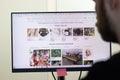 New York, USA - 26 April 2021: Etsy website page on screen, man using service, Illustrative Editorial Royalty Free Stock Photo