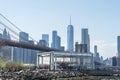 NEW YORK, USA - APRIL 28, 2018: Historic Jane. The Brooklyn Bridge, Lower Manhattan Skyline, New York City. Royalty Free Stock Photo