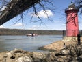 River Hudson and Little Red Lighthouse, NYC. Royalty Free Stock Photo