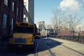 Yellow school bus in New York City