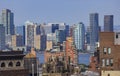 Aerial view of the iconic skyline in Midtown Manhattan, New York and across Hudson River in Jersey City, USA Royalty Free Stock Photo