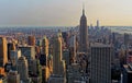 Aerial view from Top of the Rock, Rockfeller Building, to Downtown Manhattan and Lower Manhattan New York, NYC, USA. Skyline with Royalty Free Stock Photo