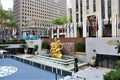 New York, United States - Bronze gilded Prometheus statue in front of the Rockefeller Center