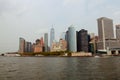 NEW YORK, USA - August 31, 2018: Cityscape view of Lower Manhattan as seen from helicopter, New York City, USA