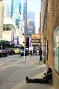 New York, United States - homeless person on the Manhattan Street Royalty Free Stock Photo