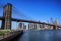 New York, USA Ã¢â¬â August 23, 2018: People enjoying and view of scene of the Brooklyn bridge and Manhattan Skyline, seen from Royalty Free Stock Photo