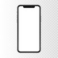 New York, USA - August 22, 2018: realistic new black phone. Frameless full screen mockup mock-up smartphone isolated on