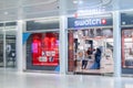 NEW YORK, USA - August, 2018: Swatch store at Oculus Shopping Center, New York. Swatch is a Swiss watchmaker founded in