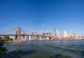 New York, USA : [ Brooklyn bridge architecture with panoramic view of New York City and lower Manhattan, One World Trade Center ]