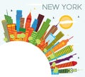 New York USA City Skyline with Color Skyscrapers, Blue Sky and Copy Space Royalty Free Stock Photo