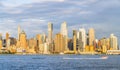 New york,usa, 08-25-17: new york city skyline  at night with reflection in hudson river Royalty Free Stock Photo